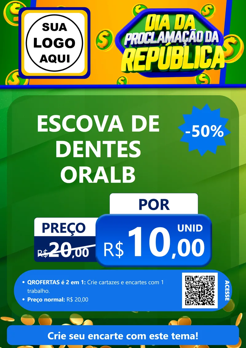 Modelo de Cartaz para Cartaz A4 Vertical com o tema Dia Da Proclamação da República para Higiene Pessoal