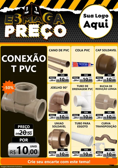 Modelo de Encarte para Encarte A4 Vertical com o tema Esmaga Preço para Tubos e conexões