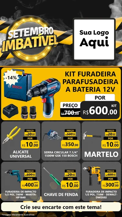 Modelo de Rede Social para Stories com o tema Setembro Imbatível para Maquinas e Ferramentas