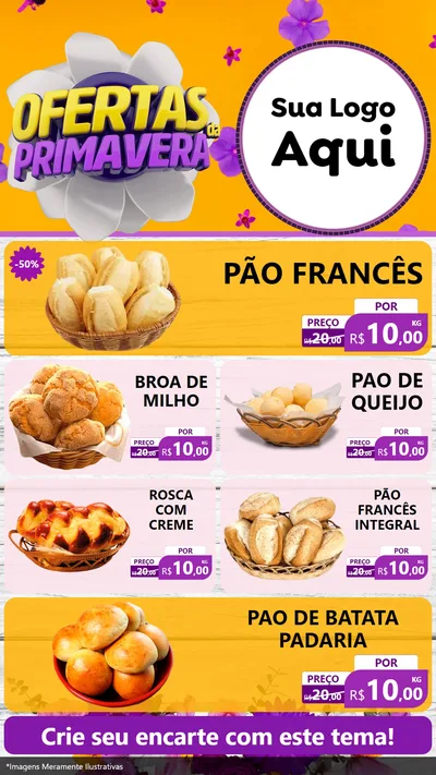 Modelo de TV para TV Vertical com o tema Ofertas Da Primavera para Padaria