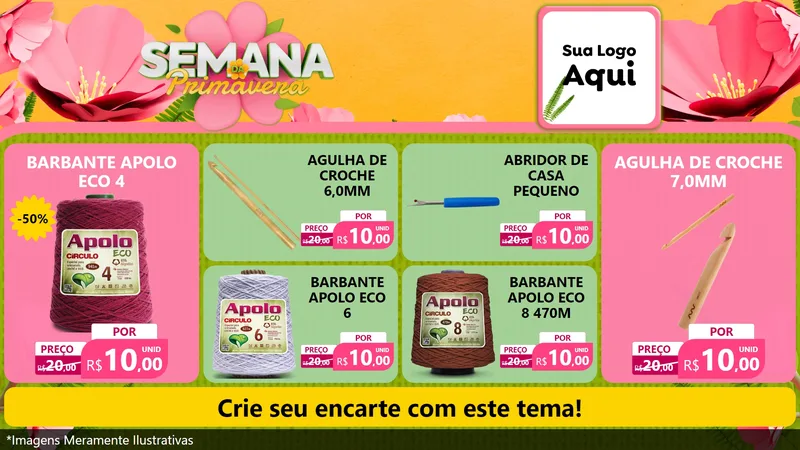 Modelo de TV para TV Horizontal com o tema Semana da Primavera para Armarinho e Aviamentos