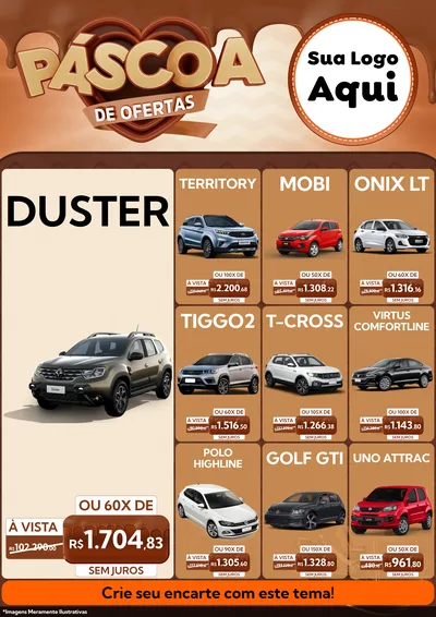 Modelo de Encarte para Encarte A4 Vertical com o tema Páscoa de Ofertas para Concessionaria de Carros