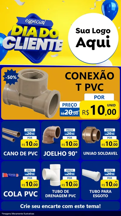 Modelo de Rede Social para Stories com o tema Especial Dia do Cliente para Tubos e conexões