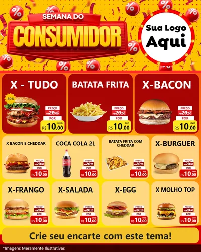 Modelo de Rede Social para Feed Instagram com o tema Semana do Consumidor para Hamburgueria