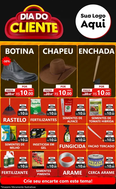 Modelo de Encarte para Encarte Grande com o tema Dia do Cliente para Agropecuária