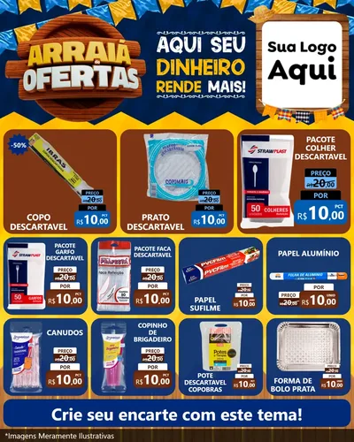 Modelo de Rede Social para Feed Instagram com o tema Arraiá de Ofertas - Junina para Embalagens