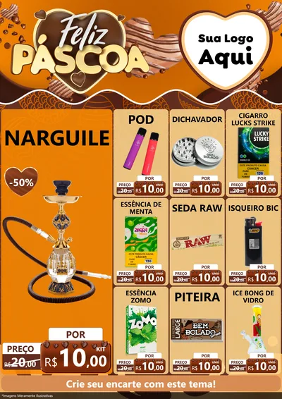 Modelo de Encarte para Encarte A4 Vertical com o tema Feliz Páscoa para Tabacaria