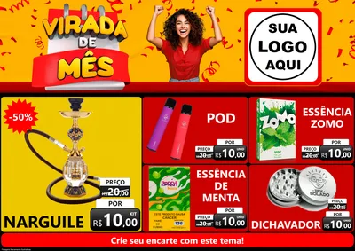 Modelo de Encarte para Encarte A4 Horizontal com o tema Virada de Mês para Tabacaria