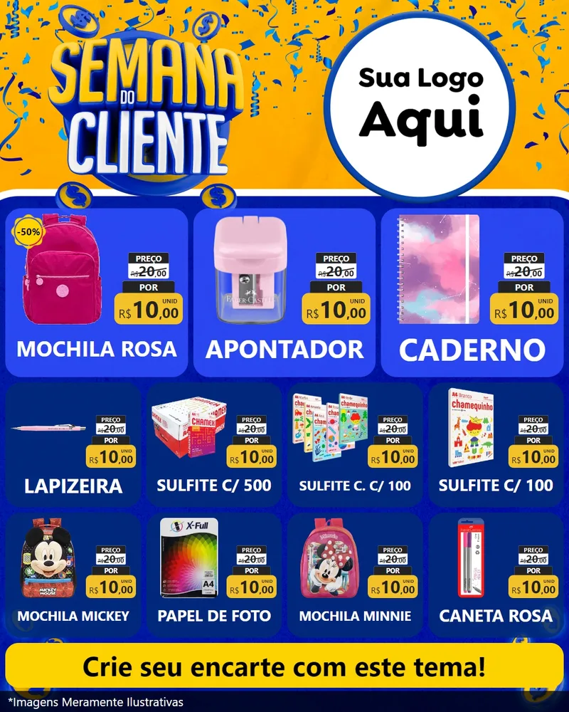 Modelo de Rede Social para Feed Instagram com o tema Semana do Cliente para Papelaria