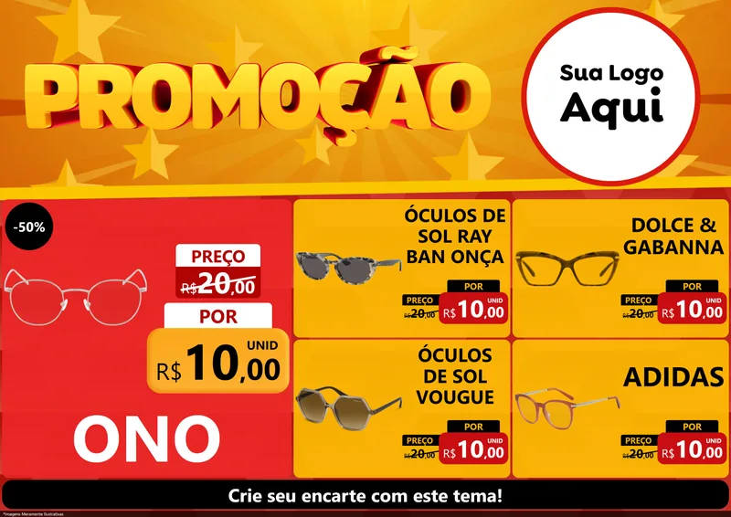 Modelo de Encarte para Encarte A4 Horizontal com o tema Promoção para Óticas