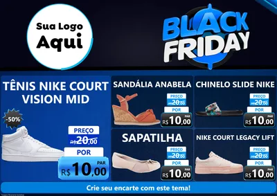 Modelo de Encarte para Encarte A4 Horizontal com o tema Black Friday para Calçados