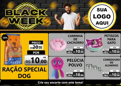 Modelo de Encarte para Encarte A4 Horizontal com o tema Black Week para Pet Shop