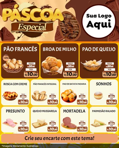 Modelo de Rede Social para Feed Instagram com o tema Páscoa Especial para Padaria