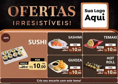 Modelo de Encarte para Encarte A4 Horizontal com o tema Ofertas Irresistíveis! para Comida japonesa