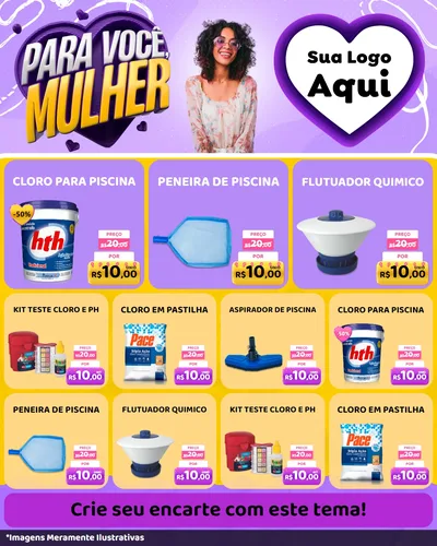 Modelo de Rede Social para Feed Instagram com o tema Para Você, Mulher para Produtos para Piscina