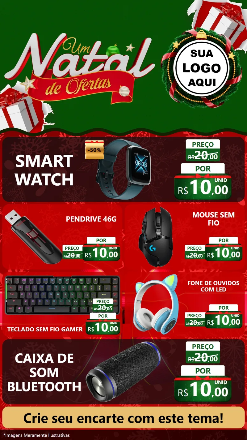Modelo de TV para TV Vertical com o tema Um Natal de Ofertas para Informática