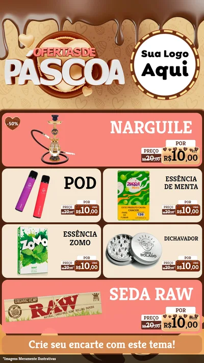 Modelo de TV para TV Vertical com o tema Ofertas de Páscoa para Tabacaria