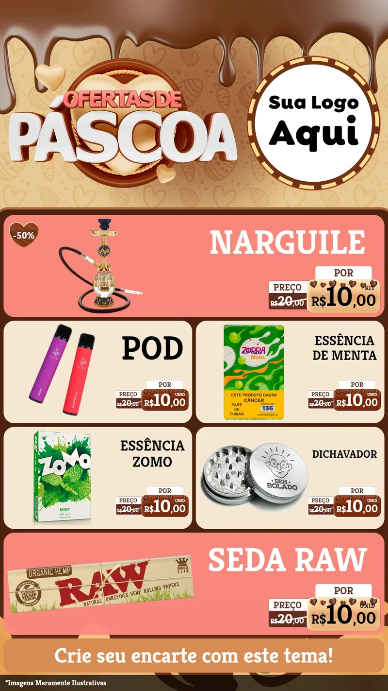 Modelo de TV para TV Vertical com o tema Ofertas de Páscoa para Tabacaria