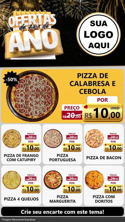Modelo de Rede Social para Stories com o tema Ofertas de Fim de Ano para Pizzaria