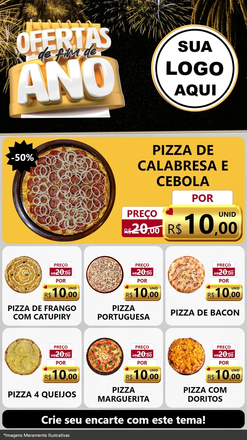 Modelo de Rede Social para Stories com o tema Ofertas de Fim de Ano para Pizzaria