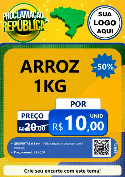 Modelo de Cartaz para Cartaz A4 Vertical com o tema Proclamação da República para Supermercado