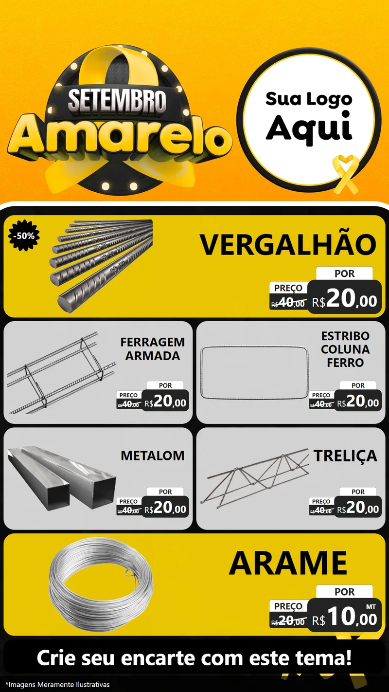 Modelo de TV para TV Vertical com o tema Setembro Amarelo para Ferragens