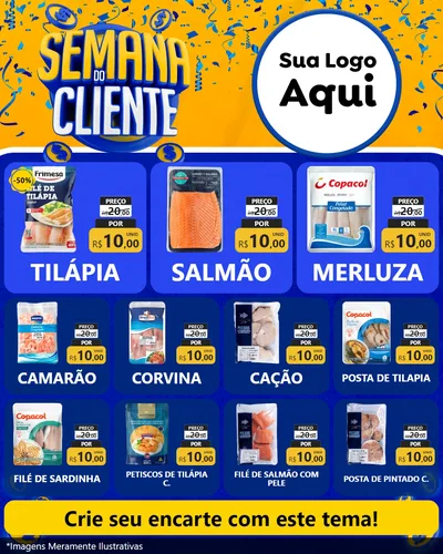 Modelo de Rede Social para Feed Instagram com o tema Semana do Cliente para Peixaria