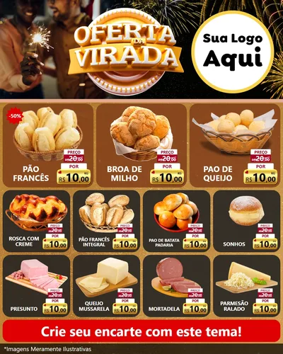 Modelo de Rede Social para Feed Instagram com o tema Oferta da Virada para Padaria