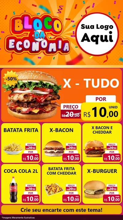 Modelo de Rede Social para Stories com o tema Bloco da Economia para Hamburgueria