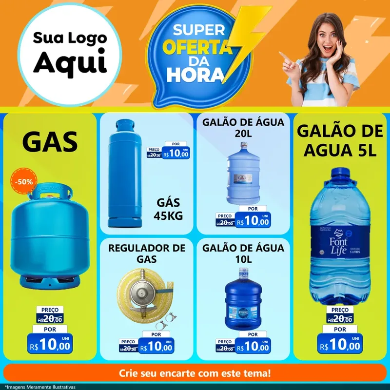 Modelo de Rede Social para Feed Facebook com o tema Super Oferta da Hora para Água e gás