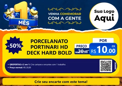 Modelo de Cartaz para Cartaz A4 Horizontal com o tema Um Mês de Aniversário para Pisos e revestimentos