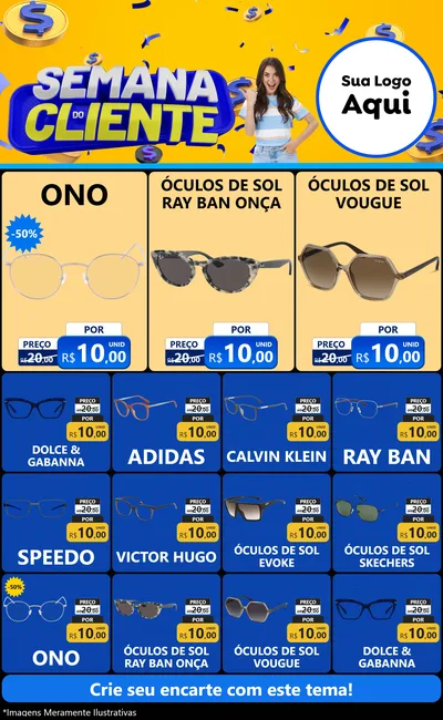 Modelo de Encarte para Encarte Grande com o tema Semana do Cliente para Óticas