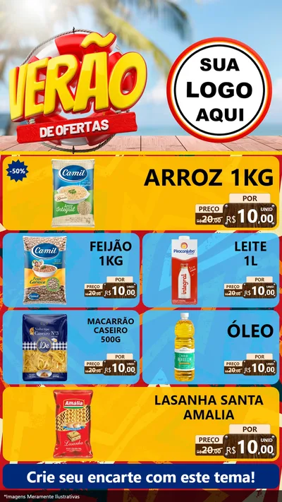 Modelo de TV para TV Vertical com o tema Verão de Ofertas para Supermercado