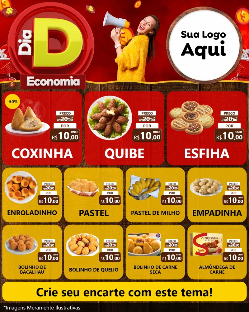 Modelo de Rede Social para Feed Instagram com o tema Dia D Economia para Salgadaria