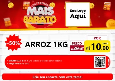 Modelo de Cartaz para Cartaz A4 Horizontal com o tema Mais Barato para Supermercado