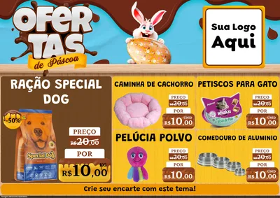 Modelo de Encarte para Encarte A4 Horizontal com o tema Ofertas de Páscoa para Pet Shop