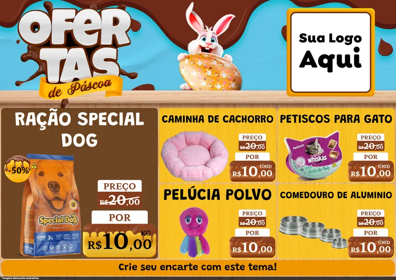 Modelo de Encarte para Encarte A4 Horizontal com o tema Ofertas de Páscoa para Pet Shop