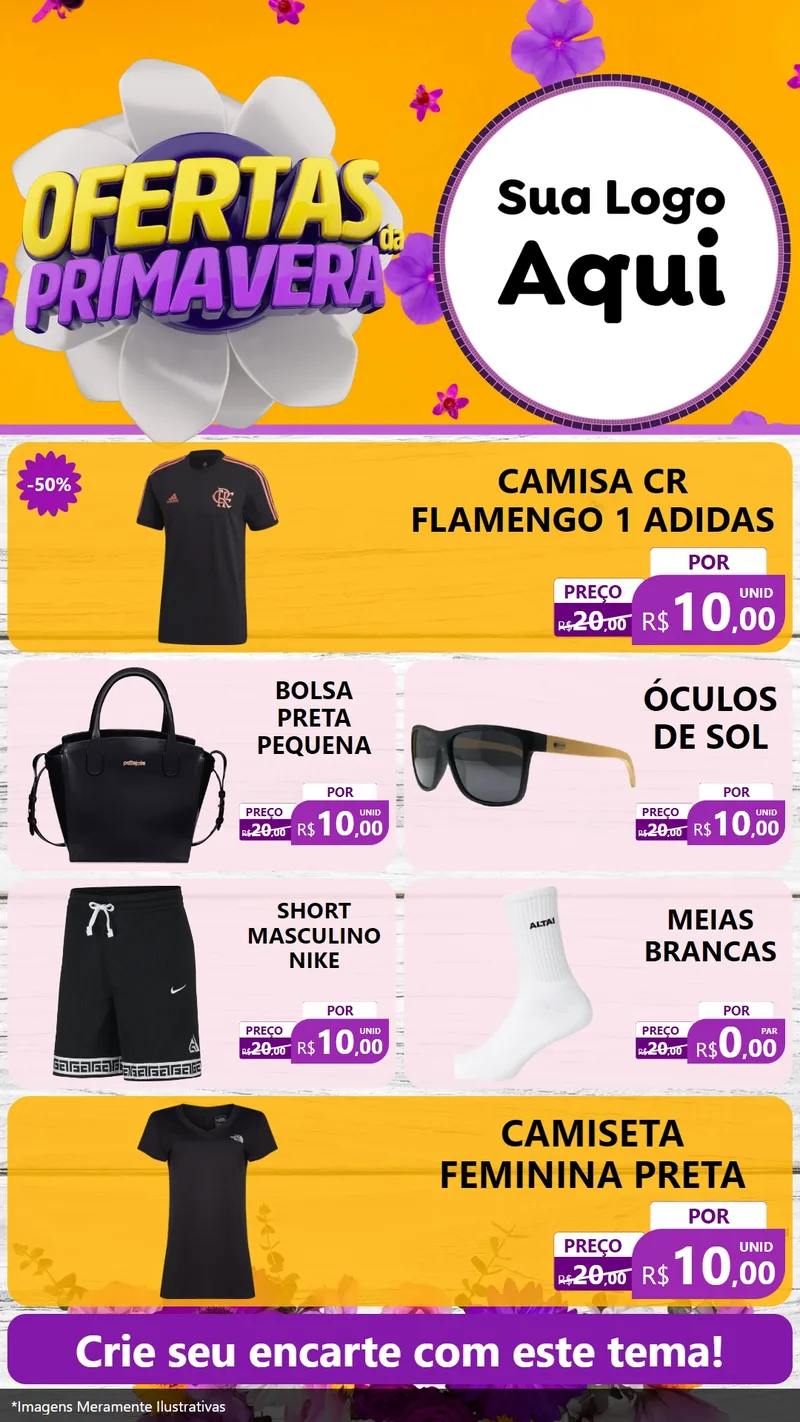 Modelo de TV para TV Vertical com o tema Ofertas Da Primavera para Roupas e acessórios