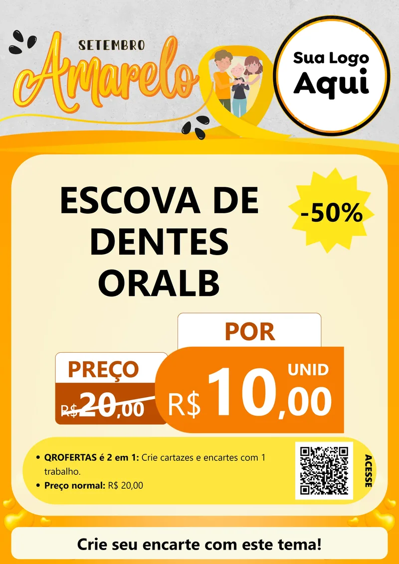 Modelo de Cartaz para Cartaz A4 Vertical com o tema Setembro Amarelo para Higiene Pessoal