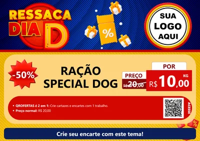 Modelo de Cartaz para Cartaz A4 Horizontal com o tema Ressaca Dia D para Pet Shop