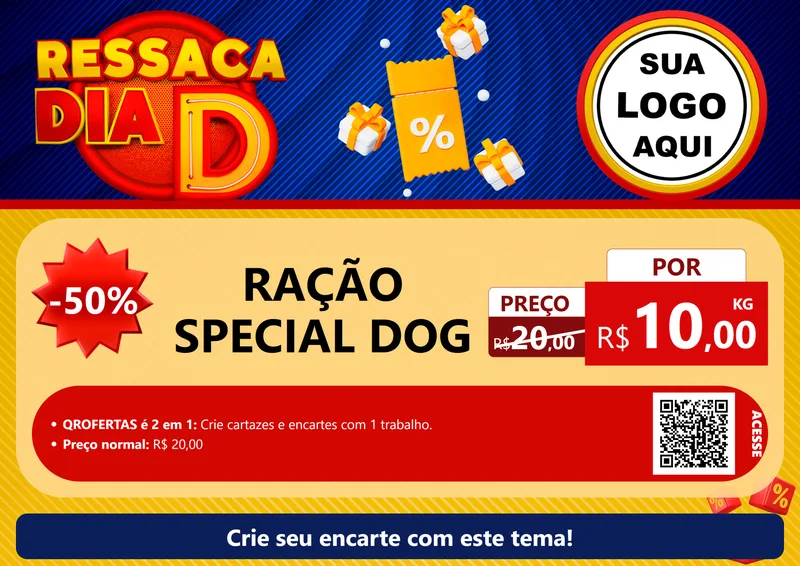 Modelo de Cartaz para Cartaz A4 Horizontal com o tema Ressaca Dia D para Pet Shop