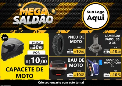 Modelo de Encarte para Encarte A4 Horizontal com o tema Mega Saldão para Moto peças