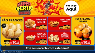 Modelo de TV para TV Horizontal com o tema Super Ofertas Julho para Padaria
