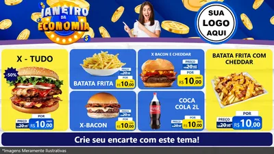 Modelo de TV para TV Horizontal com o tema Janeiro da Economia para Hamburgueria