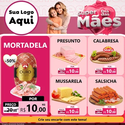 Modelo de Rede Social para Feed Facebook com o tema Super Dia Das Mães para Frios e Laticínios