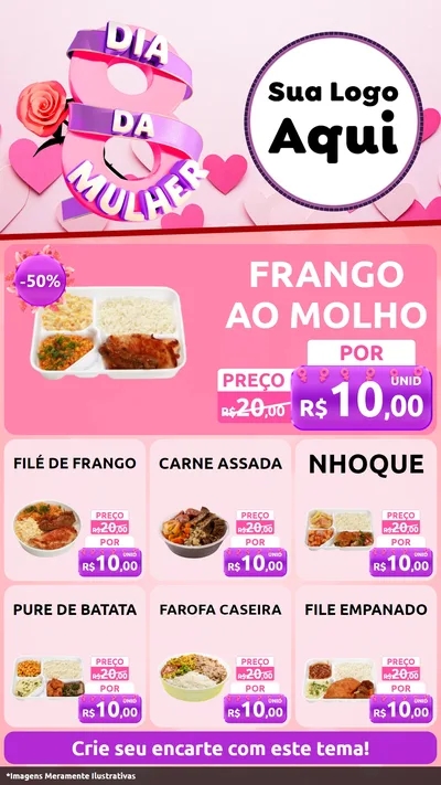Modelo de Rede Social para Stories com o tema Dia da Mulher para Restaurante