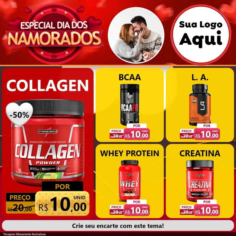 Modelo de Rede Social para Feed Facebook com o tema Especial Dia Dos Namorados para Suplementos alimentares