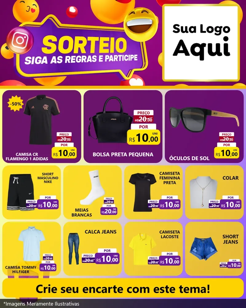 Modelo de Rede Social para Feed Instagram com o tema Sorteio para Roupas e acessórios