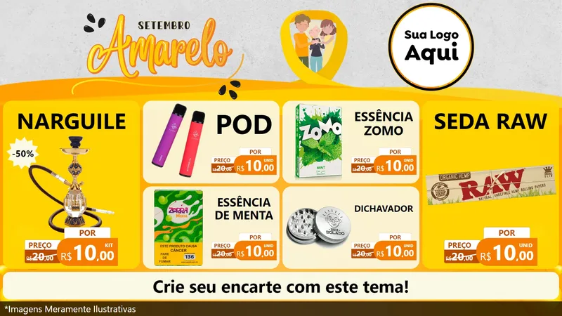 Modelo de TV para TV Horizontal com o tema Setembro Amarelo para Tabacaria