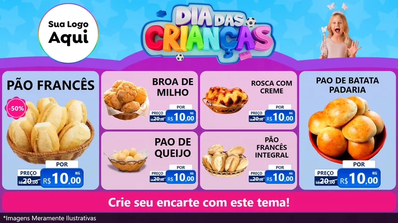 Modelo de TV para TV Horizontal com o tema Dia Das Crianças para Padaria